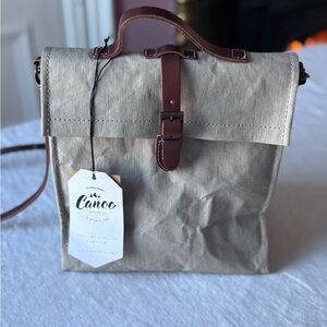 Uashama NWT Lunch Bag Tracolla in Grey Adjustable Leather Strap Made in Italy